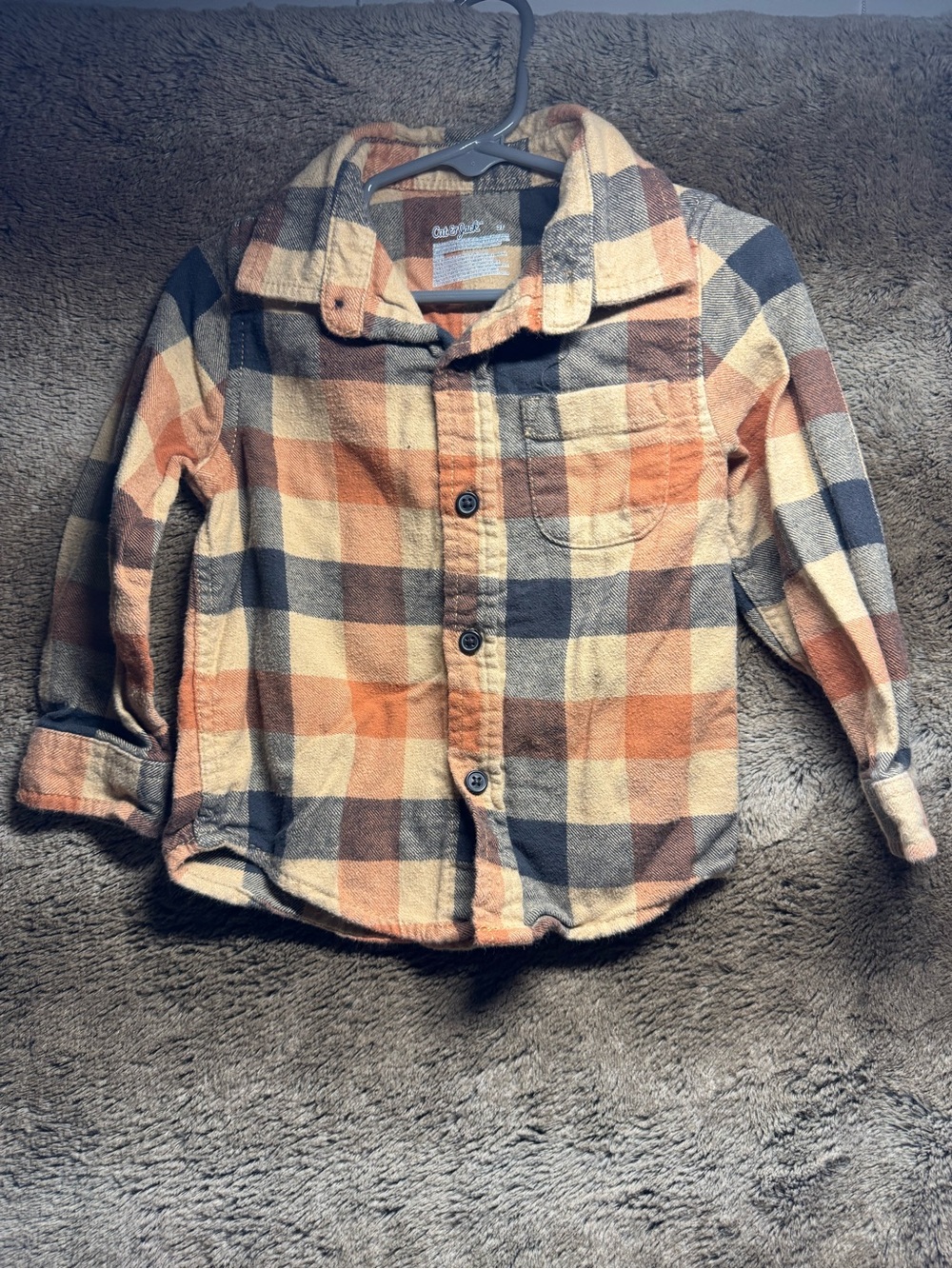 OshKosh B'gosh Toddler Brown Orange Plaid Button-Up Shirt